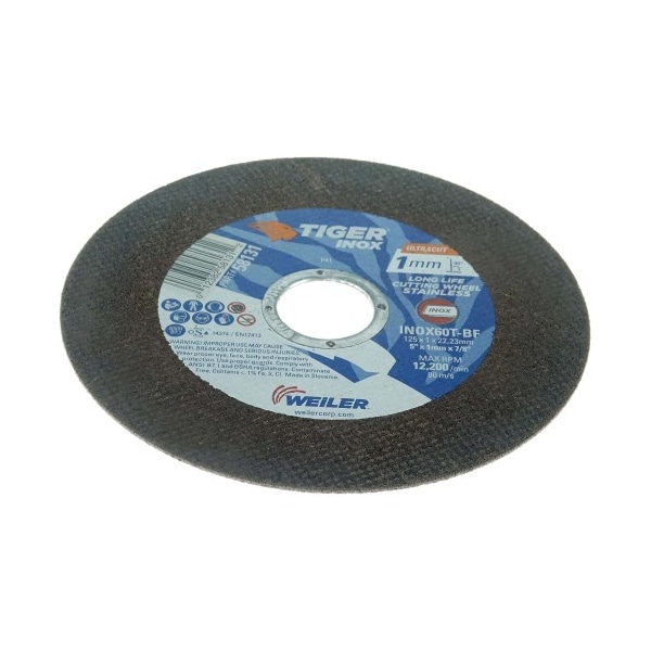 Weiler 5" x 1mm TIGER INOX ULTRACUT Tipo 1, INOX60T, 7/8" A.H. - 58131