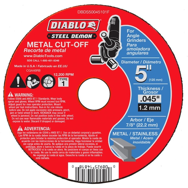 Diablo Steel Demon 5" Disco de Corte de Metal Tipo 1 - DBDS50045101F