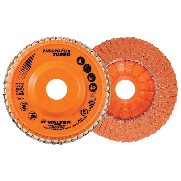 Walter Surface Technologies Enduro Flex Turbo 4-1/2 pulgadas x 7/8 T29 Grano 36/60 - 06A482