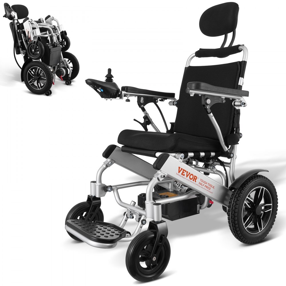 VEVOR Electric Wheelchair for Adults Seniors, 300 lbs Weight Capacity, 17.7 in Width Lightweight Foldable Motorized Power Wheelchairs, Long Range All Terrain Aluminum Alloy Chair, Adjustable Backrest - DDLY330LBS177WTCMV1