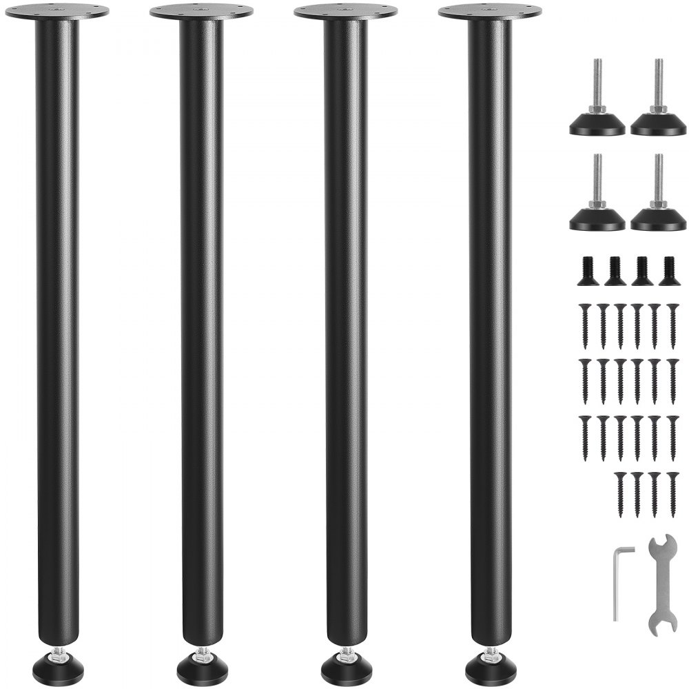 VEVOR 30" Solid Steel Adjustable Desk Legs Office Table Furniture Set of 4 Black - ZGZT2YC30YC0ZVHG9V0