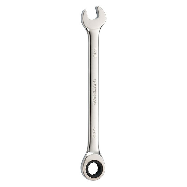 Llave combinada de trinquete hacia el oeste, SAE, longitud de 6 1/2 pulgadas, cabeza de 7/16 pulgadas, 12 puntos - 54PN26