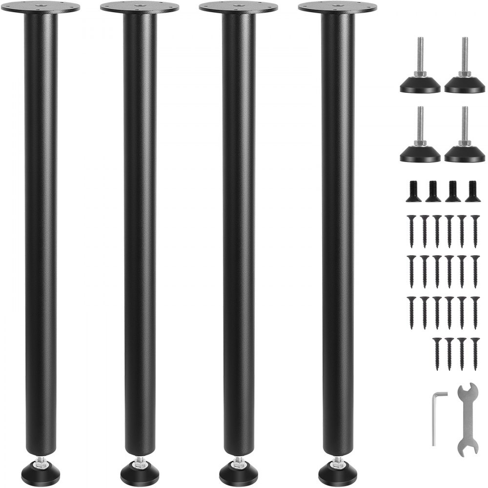 VEVOR 28 Inch Adjustable Desk Legs, Reinforced Steel Office Table Furniture legs Set of 4 for DIY, 1200 lbs Load Capacity Heavy Duty Desk Legs, Quick Instalation Legs with Adjustable Foot Cup Black - ZGZT2YC28YC0FIEAYV0