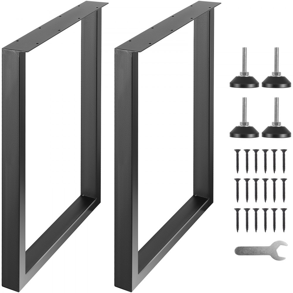 VEVOR 28 Inch Adjustable Furniture Legs, Square Reinforced Steel Office Table legs Set of 2 for DIY, Max Load 1000 lbs Heavy Duty Desk Legs, Quick Instalation & Rich Accessories Legs Black - FXZTHSGFX28XXZDT7V0