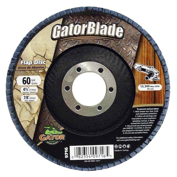 Disco de láminas Gatorblade, 4.12 pulgadas de diámetro, 7/8 pulgadas de vástago, 60 granos, abrasivo de óxido de circonio - 9716