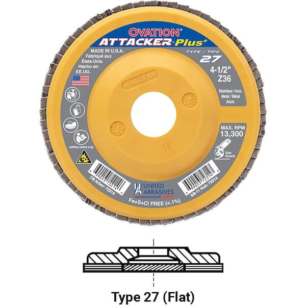 United Abrasives/Sait United Abrasives - Sait Disco de láminas Ovation Attacker T27 5" x 5/8-11" 80 grit Zirconio - 72317