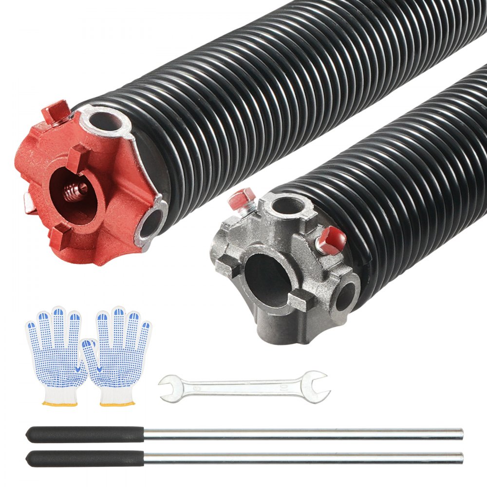 VEVOR Garage Door Torsion Springs, 16000 Cycles, Pair of 0.25 x 2 x 30inch, Garage Door Springs with Non-Slip Winding Bars, Mounting Tool and Gloves, Electrophoresis Coated, for Replacement - CKMDH0250X2XGEHH7V0