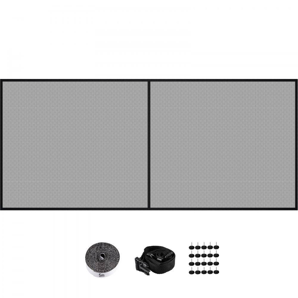 VEVOR Garage Door Screen, 18 x 7 ft for 2 Cars, 5.8 lbs Heavy-Duty Fiberglass Mesh for Quick Entry with Self Sealing Magnet and Weighted Bottom, Kids / Pets Friendly, Easy to Install and Retractable - CXC18X7FT58LB0LBYV0