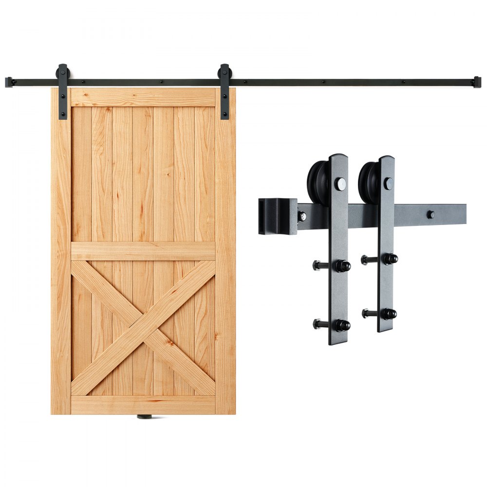 VEVOR 10FT Sliding Barn Door Hardware Kit, 330LBS Loading Heavy Duty Barn Door Track Kit for Single Door, Fit 4.6-5.2FT Wide and 1.3"-1.8" Thick Door Panel, with Smooth & Silent Pulley (I Shape) - GCYMWJTJHS10TVCHEV0