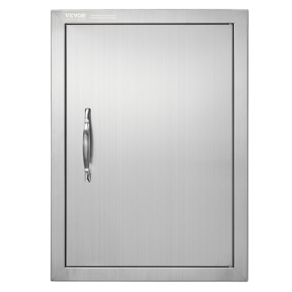 VEVOR BBQ Access Door, 16W x 22H Inch Single Outdoor Kitchen Door, Stainless Steel Flush Mount Door, Wall Vertical Door with Handle, for BBQ Island, Grilling Station, Outside Cabinet - DMMBSCJM16X2GR6D9V0