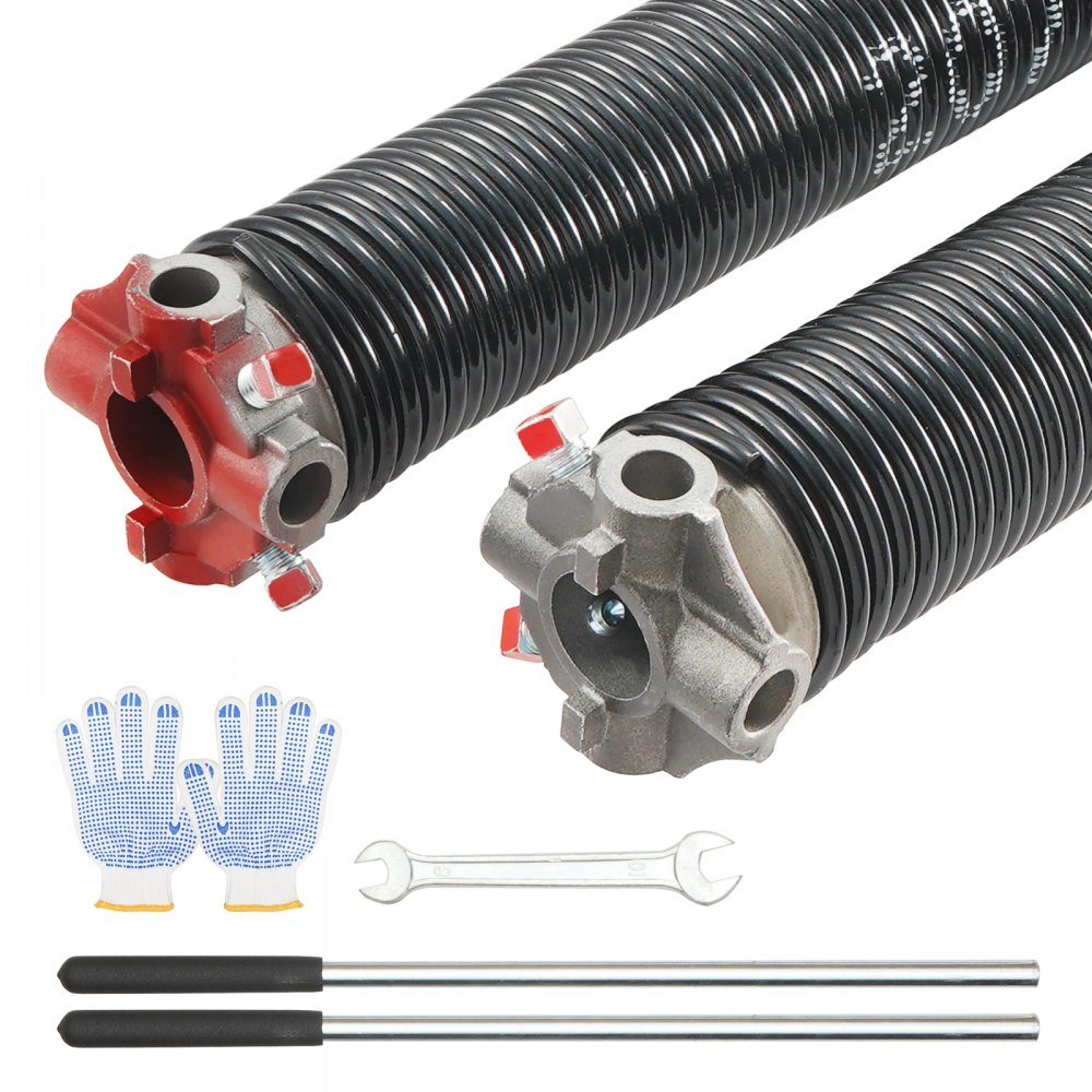 VEVOR Garage Door Torsion Springs, Pair of 0.207 x 2 x 22inch, 16000 Cycles, Garage Door Springs with Non-Slip Winding Bars, Gloves and Mounting Wrench, Electrophoresis Coated for Replacement - CKMDH0207X2XS86FSV0
