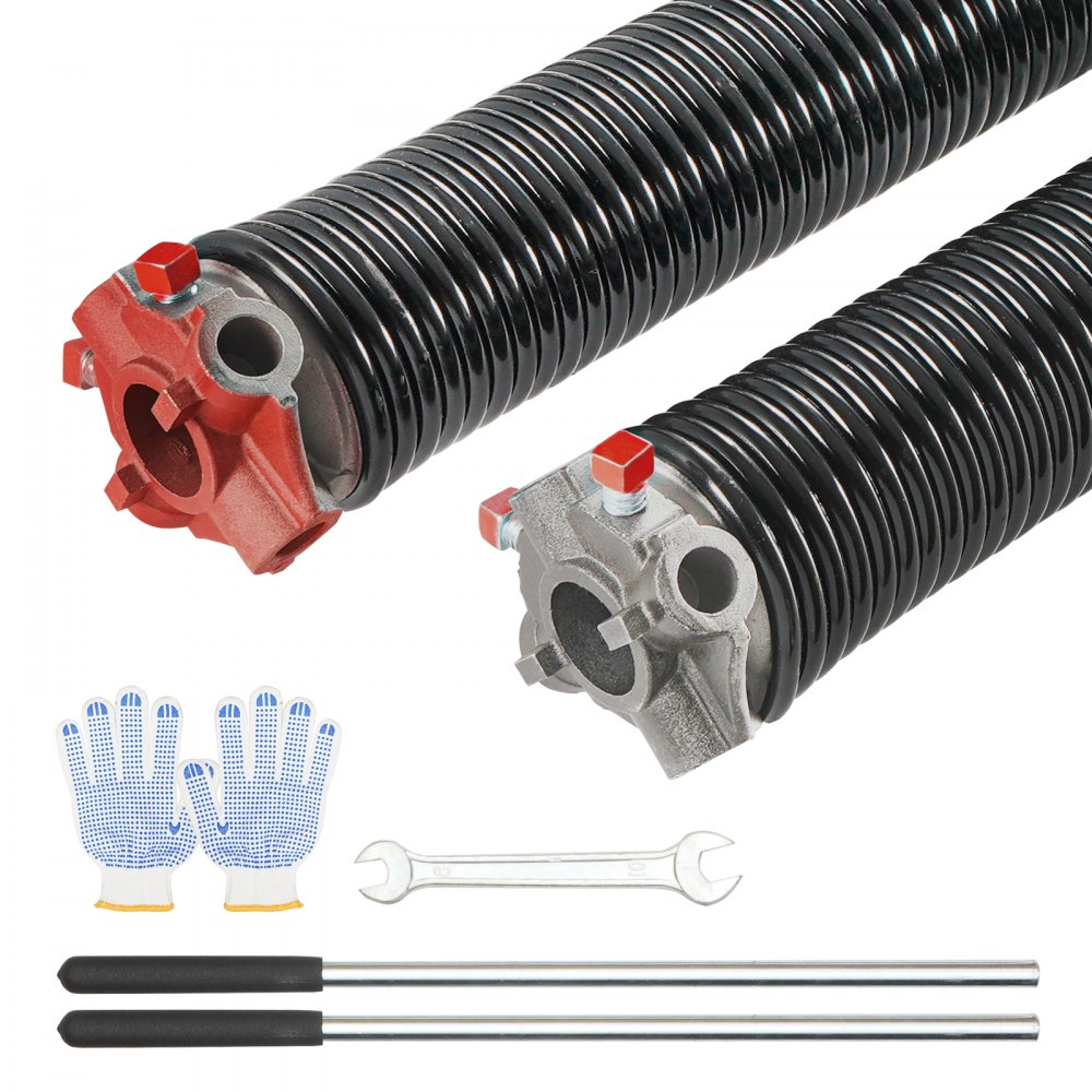 VEVOR Garage Door Torsion Springs, Pair of 0.25 x 2 x 29inch, Garage Door Springs with Non-Slip Winding Bars, 16000 Cycles, Gloves and Mounting Wrench, Electrophoresis Coated for Replacement - CKMDH0250X2X3PULGV0