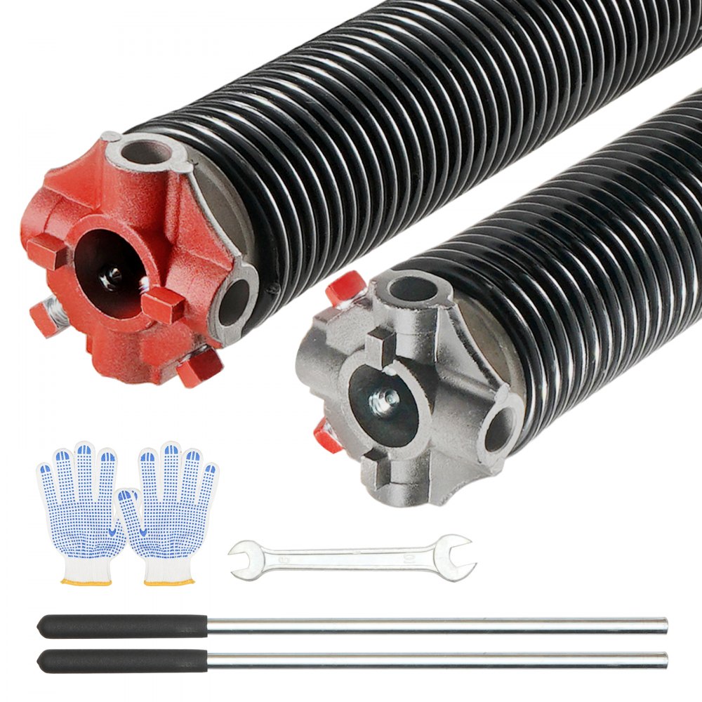 VEVOR Garage Door Torsion Springs, Pair of 0.25 x 2 x 28inch, Garage Door Springs with Non-Slip Winding Bars, 16000 Cycles, Gloves and Mounting Wrench, Electrophoresis Coated for Replacement - CKMDH0250X2X0138FV0