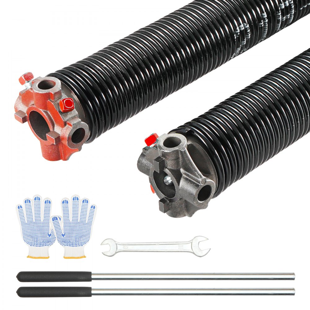 VEVOR Garage Door Torsion Springs, Pair of 0.218 x 2 x 24inch, Garage Door Springs with Non-Slip Winding Bars, 16000 Cycles, Gloves and Mounting Wrench, Electrophoresis Coated for Replacement - CKMDH0218X2X2TDCCV0