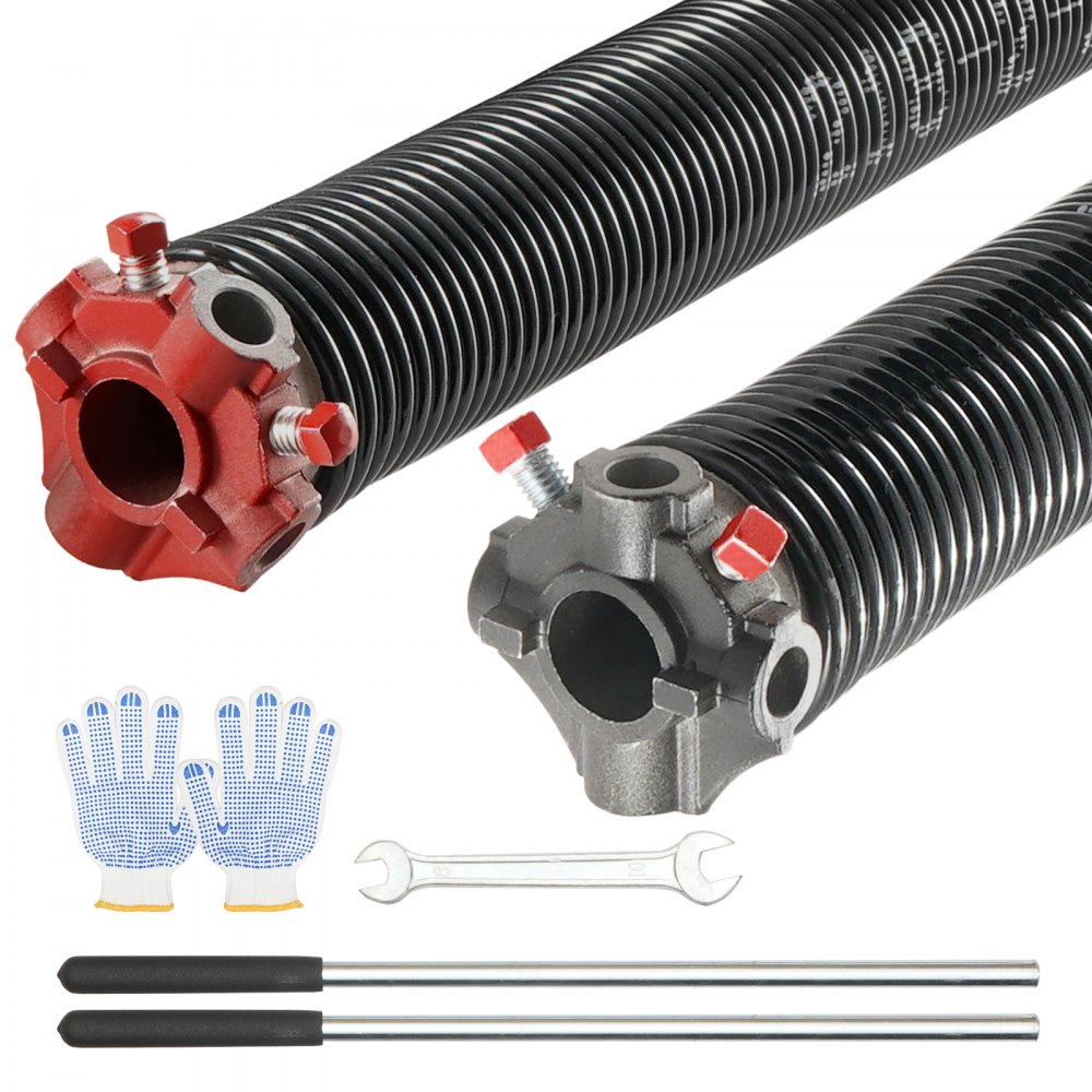 VEVOR Garage Door Torsion Springs, Pair of 0.218 x 2 x 23inch, Garage Door Springs with Non-Slip Winding Bars, 16000 Cycles, Gloves and Mounting Wrench, Electrophoresis Coated for Replacement - CKMDH0218X2X70R5GV0