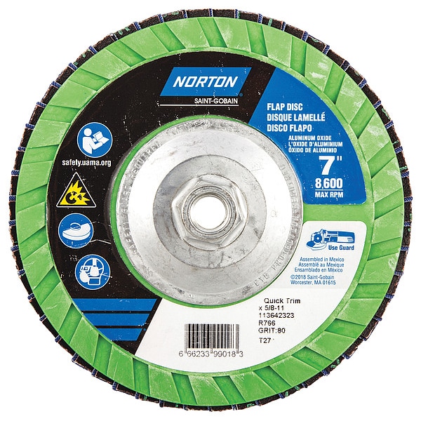 Disco de Láminas Norton Abrasives, 7 pulgadas x 80 granos, 5/8-11 - 66623399018