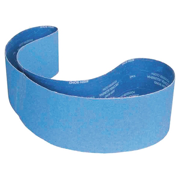 Cinturón de lijado abrasivo Norton, recubierto, 6 pulgadas de ancho, 89 pulgadas de largo, 80 granos, grueso, alúmina de circonio, BlueFire R823P, azul - 78072764469