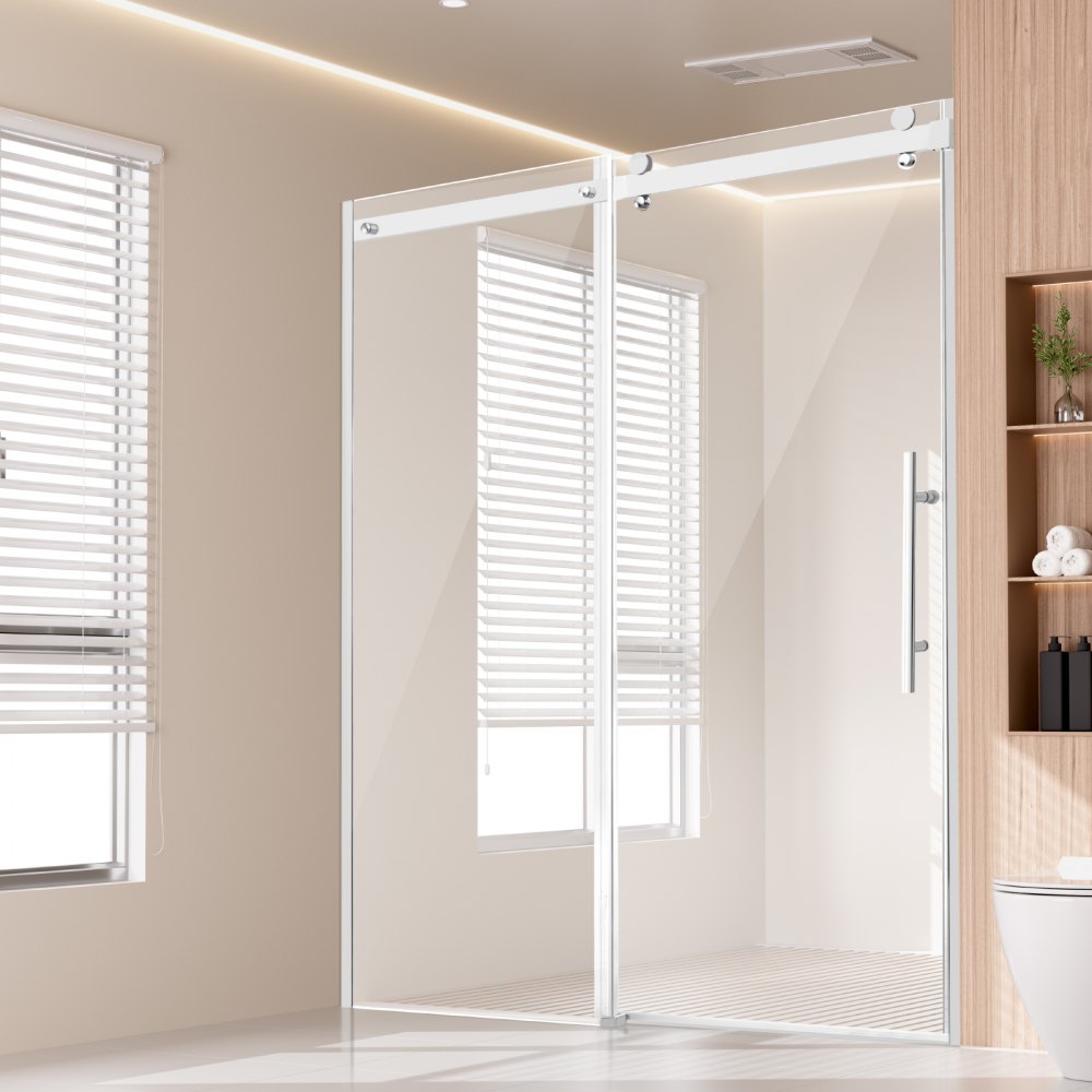 VEVOR Frameless Shower Door 58-59" x 75" SGCC Tempered Glass 5/16" Chrome - WBKSYMTLYSM8XN0RUV0