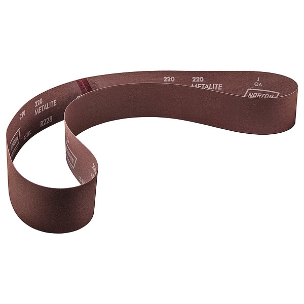 Banda de lija Norton Abrasives, recubierta, 2 1/2 pulgadas de ancho, 60 pulgadas de largo, grano 220, muy fino, óxido de aluminio, R228 Metalite - 78072721565