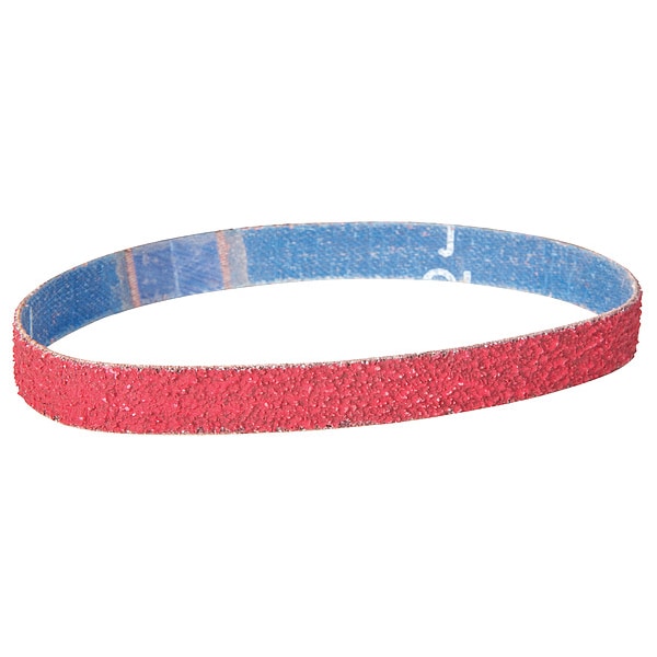 Norton Abrasives Sanding Belt, Cubierto, 1/2 pulg. An, 24 pulg. L, 80 granos, Grueso, Cerámica, R981 SG, Rojo - 78072718709