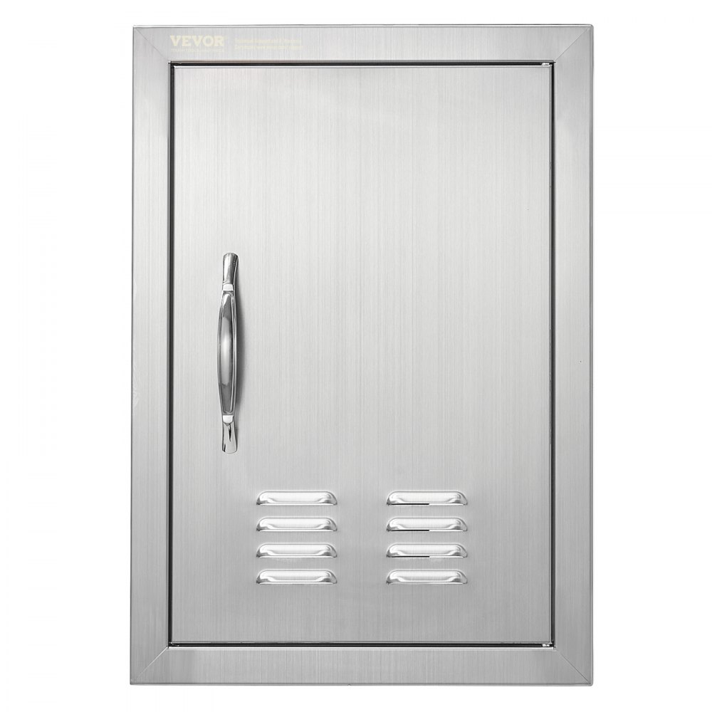 VEVOR BBQ Access Door, 14W x 20H Inch Single Outdoor Kitchen Door, Stainless Steel Flush Mount Door, Wall Vertical Door with Handle and vents, for BBQ Island, Grilling Station, Outside Cabinet - DMMBSCJM14X2XD5QDV0
