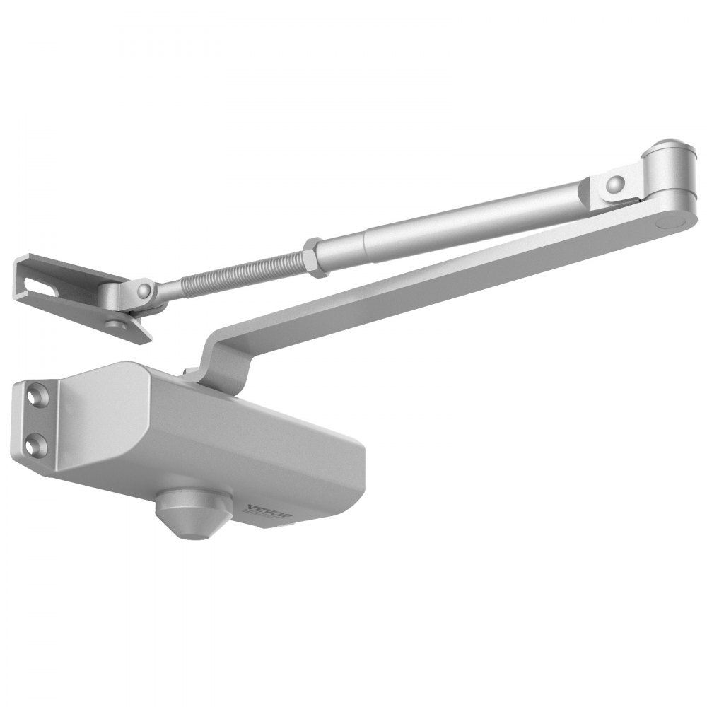 VEVOR Door Closer, Automatic Door Closer Commercial or Residential Use for Door Weights 100 Lbs, Adjustable Size Hydraulic Buffer Door Closers Heavy Duty Cast Aluminum Body, Easy Install, Silver - BMQ100LBSYS1O6U72V0