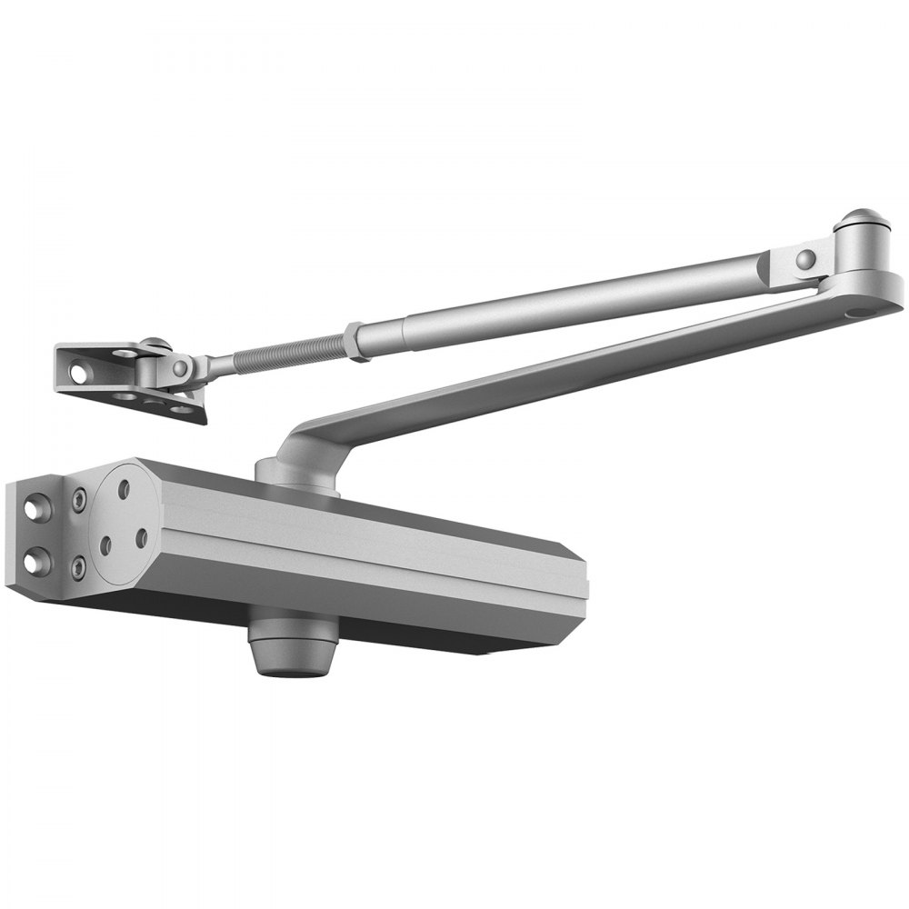 VEVOR Door Closer, Automatic Door Closer Commercial or Residential Use for Door Weights 265 Lbs, Adjustable Size Hydraulic Buffer Door Closers Heavy Duty Cast Aluminum Body, Easy Install, Silver - BMQ240LBSYS1W7967V0
