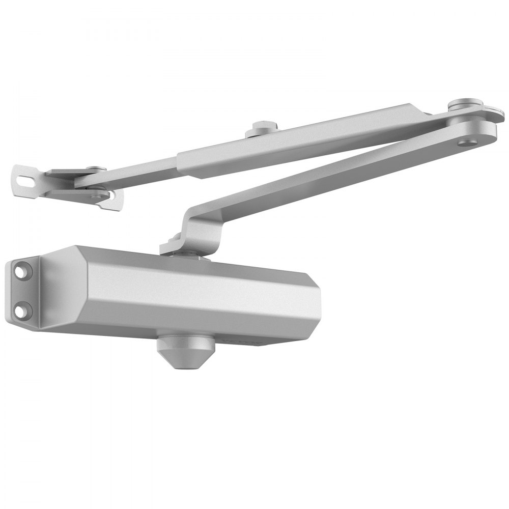 VEVOR Door Closer, Automatic Door Closer Commercial or Residential Use for Door Weights 150 Lbs, Adjustable Size Hydraulic Buffer Door Closers Heavy Duty Cast Aluminum Body, Easy Install, Silver - BMQ150LBSYS1NIWQSV0