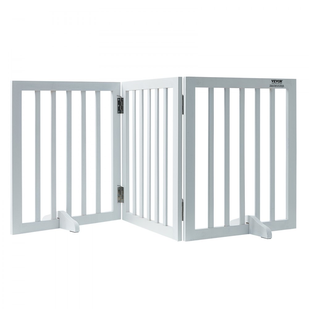 VEVOR Free Standing Dog Gate, 24" H x 60" W Freestanding Pet Gate, 3 Panels Foldable Dog Gate for Wide and Narrow Passageways, Expandable Dog Barrier with Silent Foot Support for Indoor, White - KZDMZCWMBSMZ75YGXV0