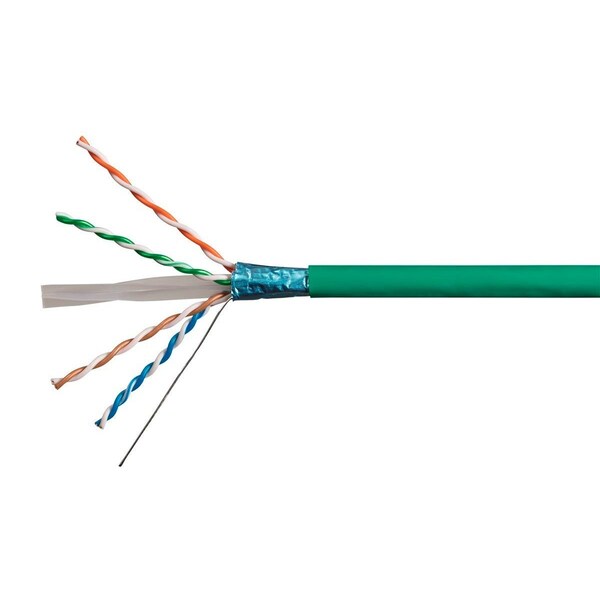 Monoprice Cat6A 500ft Green CMR UL Bulk Cable TAA Shielded F/UTP Solid 23AWG 550MHz 10G - 42345