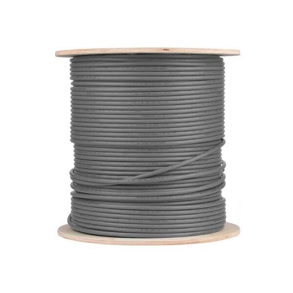 Monoprice Cat6A 500ft Gray CMR UL Bulk Cable TAA Shielded F/UTP Solid 23AWG 550MHz 10G - 42344