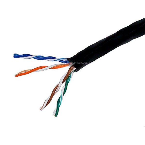 Monoprice Monoprice 878 1000FT 24AWG Cat5e 350MHz UTP Solid; Riser Rated CMR; Bulk Ethernet Bare Copper Cable - Black - 878