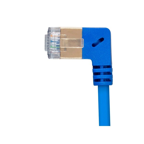 Monoprice SlimRun Cat6A 90 Degree 36AWG S/STP Ethernet Network Cable_ 0.5ft Blue - 31015