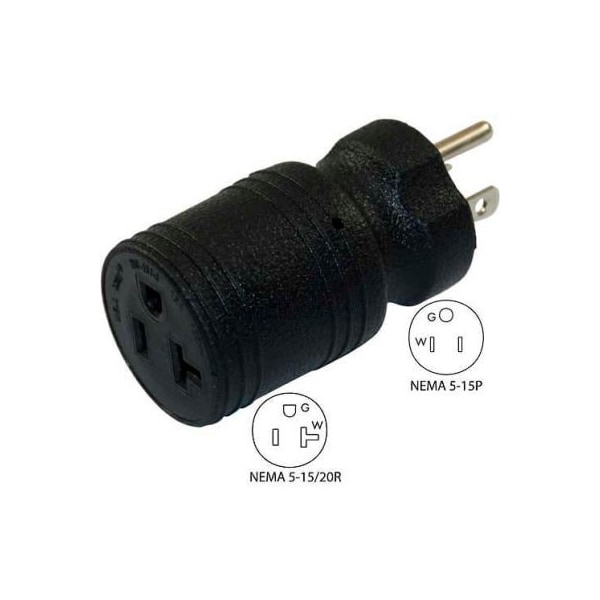 Conntek Plug Adapter, Straight Blade, 5-15/20R, 5-15P, Black - 30129