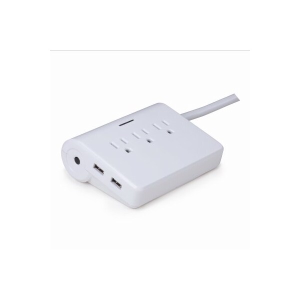 Globe Electric Power Strip, Surge, SJT, USB, 6 ft., White - 78479