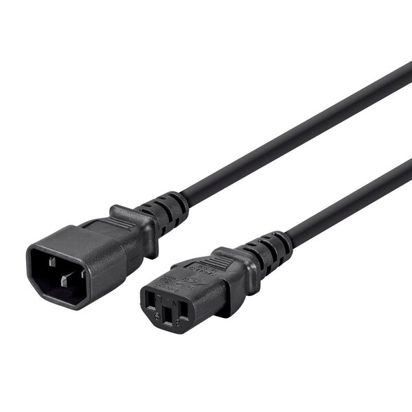 Monoprice SJT Extension Cord, 14 AWG, Indoor, 14/3, 1 Outlets, IEC 60320 C13, Black, IEC 60320 C14, 10 ft - 24194