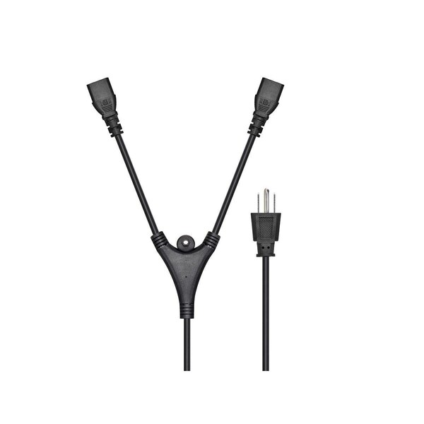 Monoprice Power Cord Splitter - NEMA 5-15P to 2x IEC 60320 C13_ 18AWG_ 10A_ SJT_ - 27314