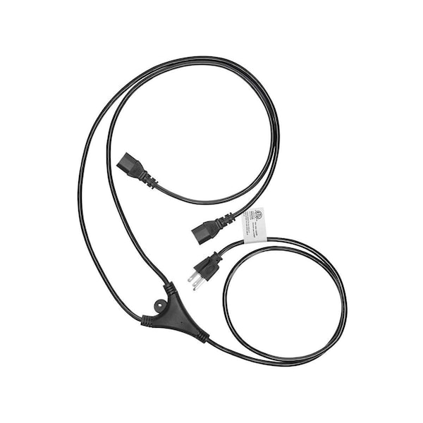 Monoprice Power Cord Splitter - NEMA 5-15P to 2x IEC 60320 C13_ 18AWG_ 10A_ SJT_ - 27314