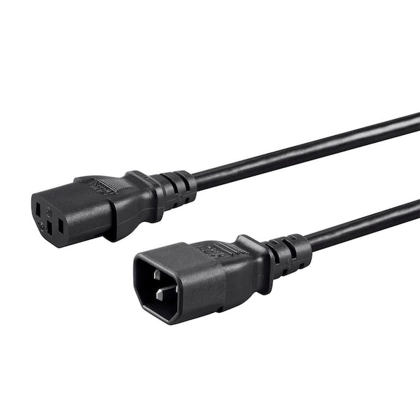 Monoprice SVT; SJT Extension Cord, 18 AWG, Indoor, 18/3, 1 Outlets, IEC 60320 C13, Black, IEC 60320 C14, 4 ft - 27293