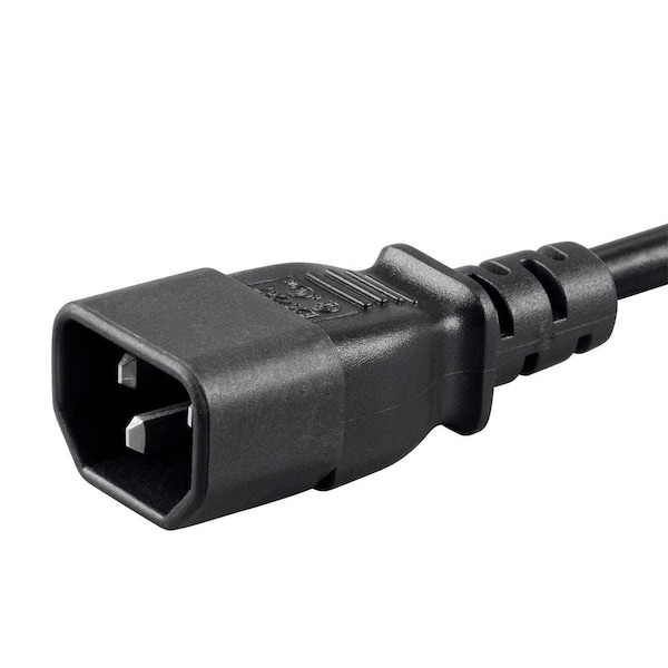 Monoprice SVT; SJT Extension Cord, 18 AWG, Indoor, 18/3, 1 Outlets, IEC 60320 C13, Black, IEC 60320 C14, 4 ft - 27293