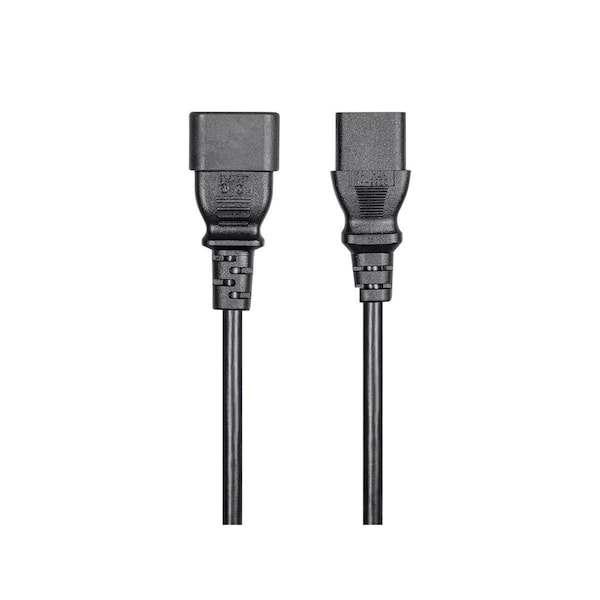 Monoprice SVT; SJT Extension Cord, 18 AWG, Indoor, 18/3, 1 Outlets, IEC 60320 C13, Black, IEC 60320 C14, 4 ft - 27293