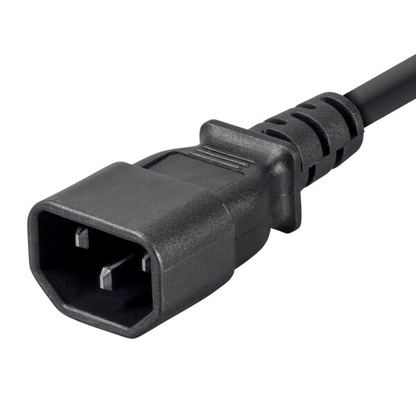 Monoprice SVT; SJT Extension Cord, 18 AWG, Indoor, 18/3, 1 Outlets, IEC 60320 C13, Black, IEC 60320 C14, 6 ft - 39776