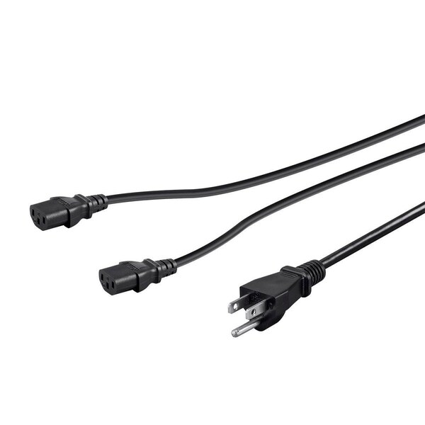 Monoprice SVT; SJT Extension Cord Adapter, 18 AWG, 18/3, Black, PVC, NEMA 5-15P, 3 ft - 41089