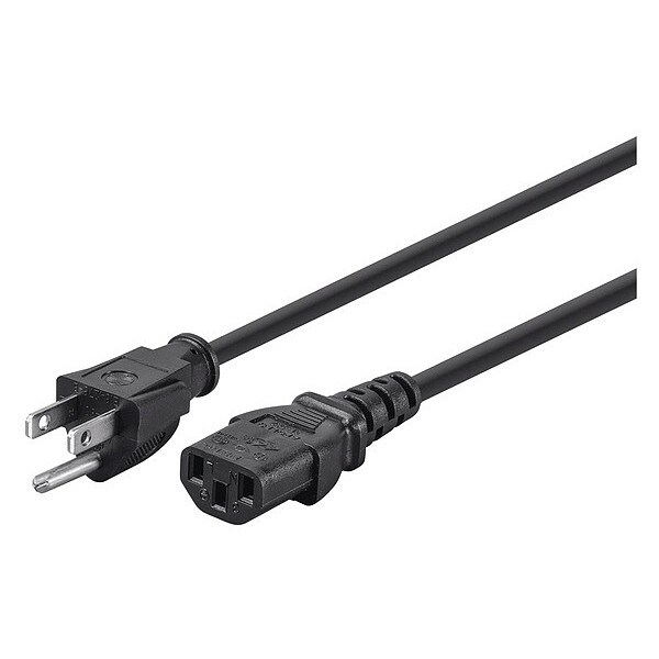 Monoprice SVT Power Cord Cable, 3 Conductor, 10 ft., 18 AWG, 18/3, Black, PVC, NEMA 5-15P, 10 ft - 5280