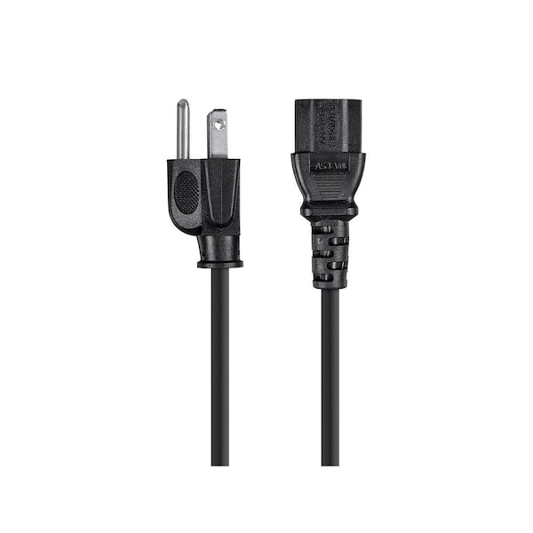 Monoprice SVT Power Cord Cable, 3 Conductor, 10 ft., 18 AWG, 18/3, Black, PVC, NEMA 5-15P, 10 ft - 5280