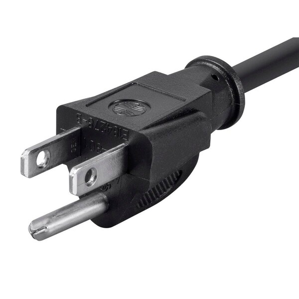 Monoprice SVT Power Cord Cable, 3 Conductor, 10 ft., 18 AWG, 18/3, Black, PVC, NEMA 5-15P, 10 ft - 5280