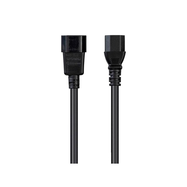 Monoprice SJT Extension Cord, 14 AWG, Indoor, 14/3, 1 Outlets, IEC 60320 C13, Black, IEC 60320 C14, 8 ft - 40120