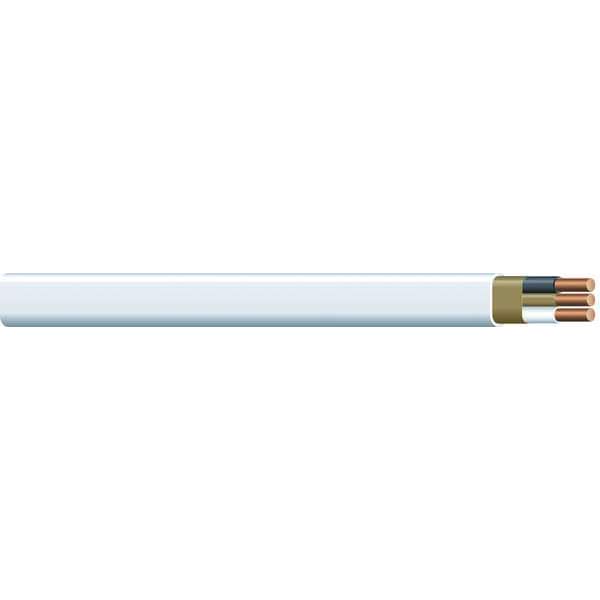 Romex Non-Metallic Building Cable, NM-B, 14 AWG, 2C with Ground C, White, PVC, Solid, 600V AC, 250 ft - 28827455