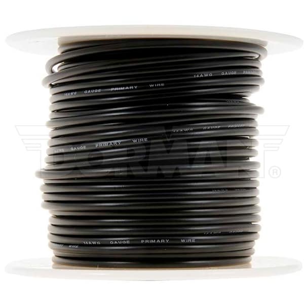 Motormite Primary Wire, Automotive, 14 AWG, Copper, Black, PVC Jacket, Stranded - 85778