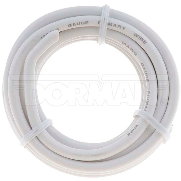Motormite Primary Wire, Automotive, 10 AWG, Copper, White, PVC Jacket, Stranded - 85703